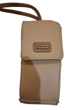 Nine West Tan Pebbled Leather Phone Wristlet Case
